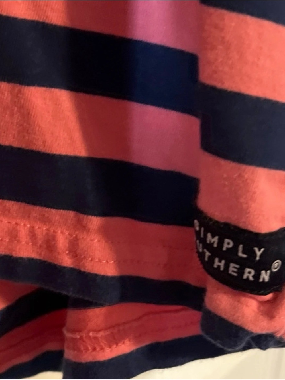 Simply Southern Coral & Navy Striped Polo - Picture 3 of 7